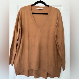 LOFT Relaxed V-Neck Sweater in Camel
